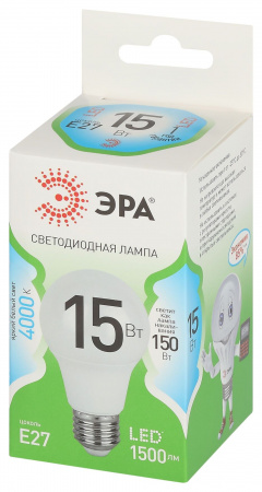 Лампа светодиодная LED 15 Вт 1500Лм 4000К груша нейтральный E27 220-240В LED A60-15W-840-E27 Green Line ЭРА Б0067128