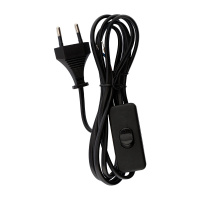 Шнур сетевой с выключателем 2х0.75 мм, 1.8 м черный REXANT 11-1134