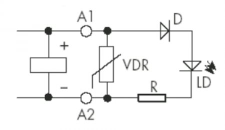 PM8023098 Модуль индикации и защиты, LED + Варистор, 240В AC/DC Релеон 