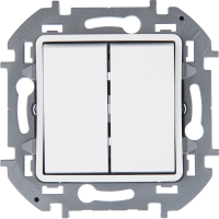 Выключатель 2-клавишный проходной с подсветкой/индикацией 10А безвинтовое крепление белый INSPIRIA IEK 673665