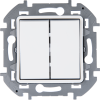Выключатель 2-клавишный проходной с подсветкой/индикацией 10А безвинтовое крепление белый INSPIRIA IEK 673665