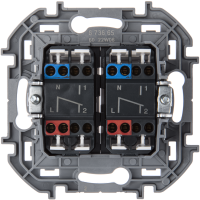 Выключатель 2-клавишный проходной с подсветкой/индикацией 10А безвинтовое крепление белый INSPIRIA IEK 673665