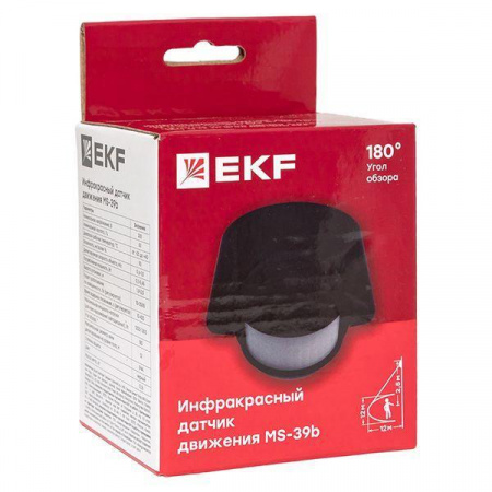 dd-ms-39b ИК датчик движения наст. 1200Вт 180гр. до 12м IP44 MS-39b черный EKF PROxima 