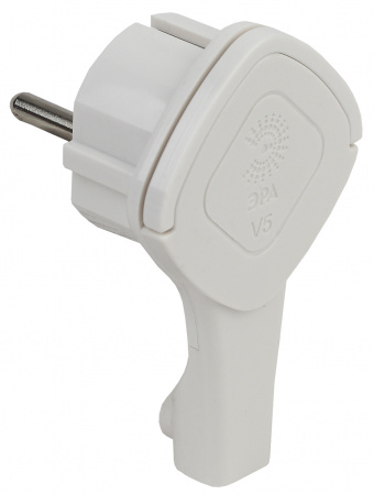 Б0026331 Вилка Ультраплоская c/з 16A с кольцом белая       (10/60/1440) V5(U) ЭРА 