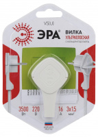 Вилка Ультраплоская c/з 16A с кольцом белая       (10/60/1440) V5(U) ЭРА Б0026331