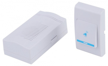 Б0053279 Звонок дверной беспроводной на батарейках 32 мелодии 100м IP20 со световой индикацией белый ААА A05 ЭРА 