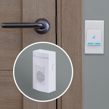 Б0053279 Звонок дверной беспроводной на батарейках 32 мелодии 100м IP20 со световой индикацией белый ААА A05 ЭРА 