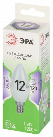 Б0067092 Лампа светодиодная LED 12 Вт 1200Лм 6500К свеча холодный E14 220-240В LED B35-12W-865-E14 Green Line ЭРА 