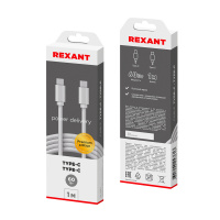 18-1831 Кабель Type-C - Type-C PD 60W, 1m, PVC, white, , REXANT