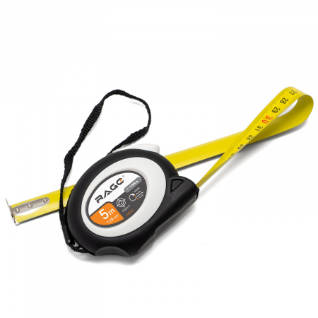 100043 Рулетка с прорезиненным покрытием Soft-Touch автостопом 5 м х 19 мм Rage 