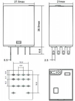 Промежуточное реле, 4 перекидных контакта 6А, 24В (DC), блокируемая кнопка проверки, светодиод Релеон RP434902405