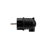 Вилка влагозащищенная угловая с заземлением 16А IP44 каучук, черная REXANT 111-003