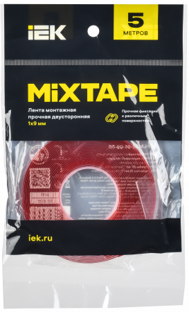 MIXTAPE PRO Лента монтажная прочная двусторонняя 1х9мм 5м IEK MT7-LM30-01-09-05