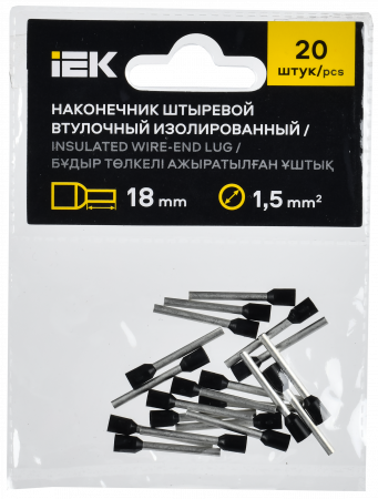 Наконечник НШВИ 1.5-18 черный (20шт/упак) IEK UGN11-D15-018-020