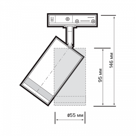 5052277 Светильник светодиодный трековый на шинопровод ДПО GX10  PTR 38 GU10 BL 230V IP20 без лампы черный корпус JazzWay 