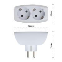 Тройник 2гн, с заземл, со шторками (белый) (10/60/1440) SP-2e-W ЭРА C0045528