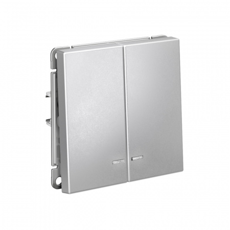 ARTGALLERY 2-клавишный ВЫКЛЮЧАТЕЛЬ с подсветкой, сх.5а, 10АХ, механизм, быстрозажимные клеммы, АЛЮМИНИЙ Systeme Electric GAL000353S