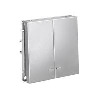 ARTGALLERY 2-клавишный ВЫКЛЮЧАТЕЛЬ с подсветкой, сх.5а, 10АХ, механизм, быстрозажимные клеммы, АЛЮМИНИЙ Systeme Electric GAL000353S