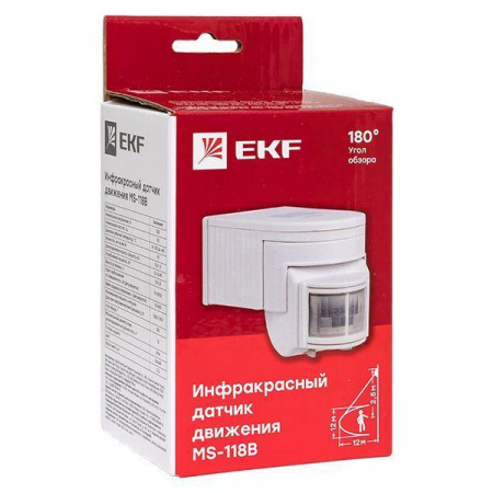 dd-ms-118B ИК датчик движения наст. 1200Вт 180гр. до 12м IP44 MS-118B EKF PROxima 