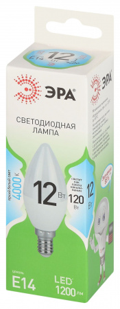 Лампа светодиодная LED 12 Вт 1200Лм 4000К свеча нейтральный E14 220-240В LED B35-12W-840-E14 Green Line ЭРА Б0067140