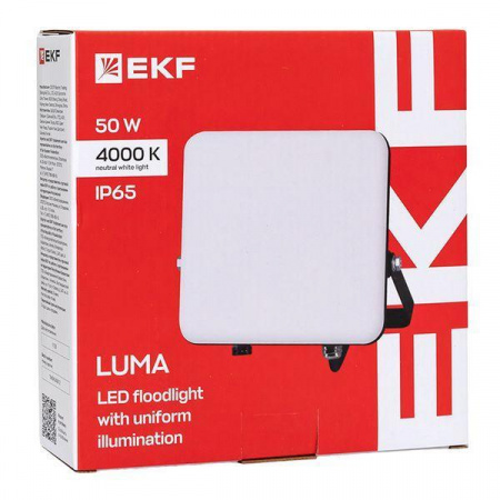 Прожектор светодиодный СДО-4004 50Вт 4000К IP65 с равномерной засветкой LUMA EKF FLL-4004-50-4000