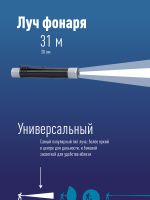 KOS107B Фонарь ручной 0.5Вт LED/1xAAА/корпус алюминий/зажим для крепления, Космос 