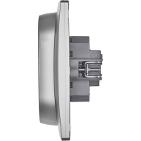 Розетка 2-местная с заземлением с защитными шторками 16А в сборе алюминий INSPIRIA IEK 673452