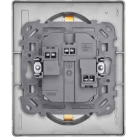 Розетка 2-местная с заземлением с защитными шторками 16А в сборе алюминий INSPIRIA IEK 673452