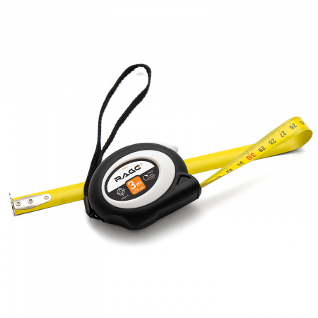 100041 Рулетка с прорезиненным покрытием Soft-Touch автостопом 3 м х 16 мм Rage 