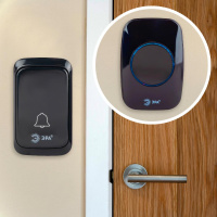 Звонок дверной беспроводной на батарейках 38 мелодий 180м IP20 с регулятором громкости и световой индикацией черный 3АА/А23 C88 ЭРА Б0054087