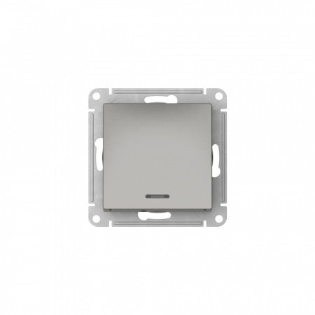 ATLASDESIGN 1-клавишный ПЕРЕКЛЮЧАТЕЛЬ с подсветкой, сх.6а, 10АХ, быстрозажимные клеммы, СТАЛЬ Systeme Electric ATN000963S