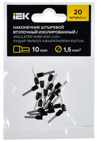 Наконечник НШВИ 1.5-10 черный (20шт/упак) IEK UGN11-D15-010-020