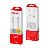 18-1828 Кабель Type-C - Type-C 3A, 1m, PVC, white, , REXANT
