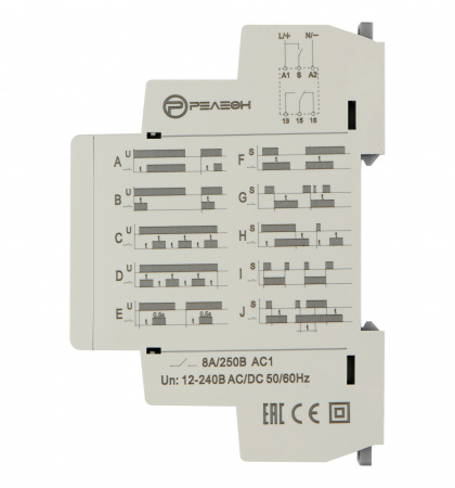 Реле времени многофункциональное, 2 переключающих контакта 8А (12-240 AC/DC) Релеон RT102024000