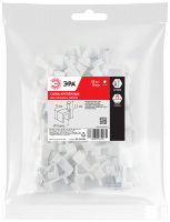 Скоба пластиковая крепежная плоская 10 мм белая NO-224-586 (50 шт/уп) ЭРА Б0066652