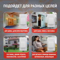 Звонок дверной беспроводной на батарейках 32 мелодии 100м IP20 со световой индикацией белый 2ААA/А23 C51 ЭРА Б0018092