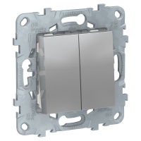 Переключатель UNICA NEW двухклавишный 2 х схема 6 алюминий Schneider Electric NU521330