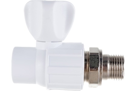 Кран для радиатора прямой 20х1/2' полипропиленовый PPR белый Политэк 9910012012