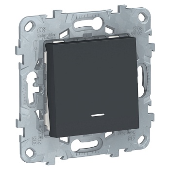 Выключатель UNICA NEW одноклавишный с подсветкой схема 1а антрацит Schneider Electric NU520154N