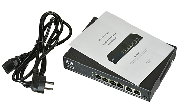 Коммутатор неуправляемый 6 портов Base-T/RJ45 10 100 Мб/с PoE 65Вт RVI RVi-1NS04F-2T С0000038073