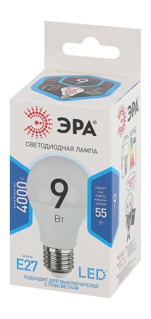 Б0032247 Лампа светодиодная LED A60-9W-840-E27 (диод, груша, 9Вт, нейтр, E27 (10/100/1500) ЭРА 