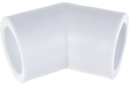 Угольник 25 мм 45 град., полипропиленовый, белый Политэк 9400002545