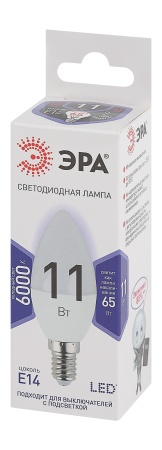 Лампа светодиодная LEDB35-11W-860-E14(диод,свеча,11Вт,хол,E14) ЭРА Б0032984