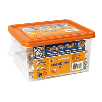 Дюбель-гвоздь с потайной манжетой PDG UK 6х80 (70шт) Европартнер 76091189