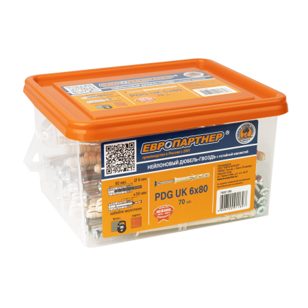 Дюбель-гвоздь с потайной манжетой PDG UK 6х80 (70шт) Европартнер 76091189