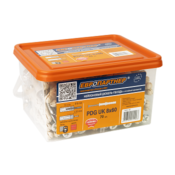 Дюбель-гвоздь с потайной манжетой PDG UK 8х60 (70шт) Европартнер 76091190