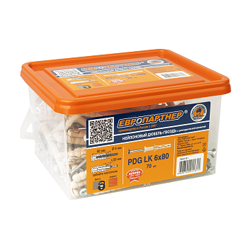 Дюбель-гвоздь с цилиндрической манжетой PDG LK 6х80 (70шт) Европартнер 76091181