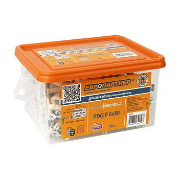 Дюбель-гвоздь нейлоновый PDG F с грибовидной манжетой 6х60 (90 шт) Европартнер 89413