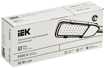 Светильник светодиодный консольный ДКУ 1002-30Д 5000К IP65 серый IEK LDKU0-1002-030-5000-K03