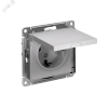 Розетка ATLASDESIGN с заземлением со шторками с крышкой 16А IP20 механизм алюминий Systeme Electric ATN000346